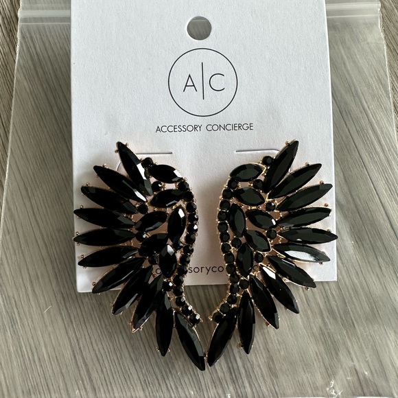 Vici Swan Crystal Drop Earrings in Black - Picture 11 of 15